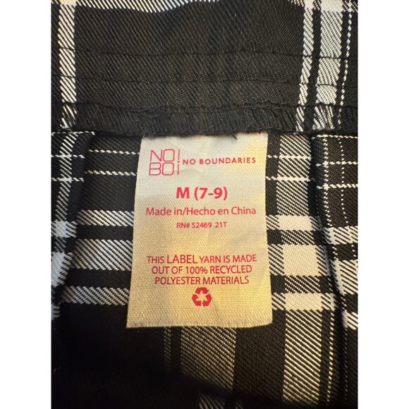 Punk Black & White Plaid Pleated Mini Skirt - Size M Y2K Grunge Schoolgirl Skate - Picture 3 of 3